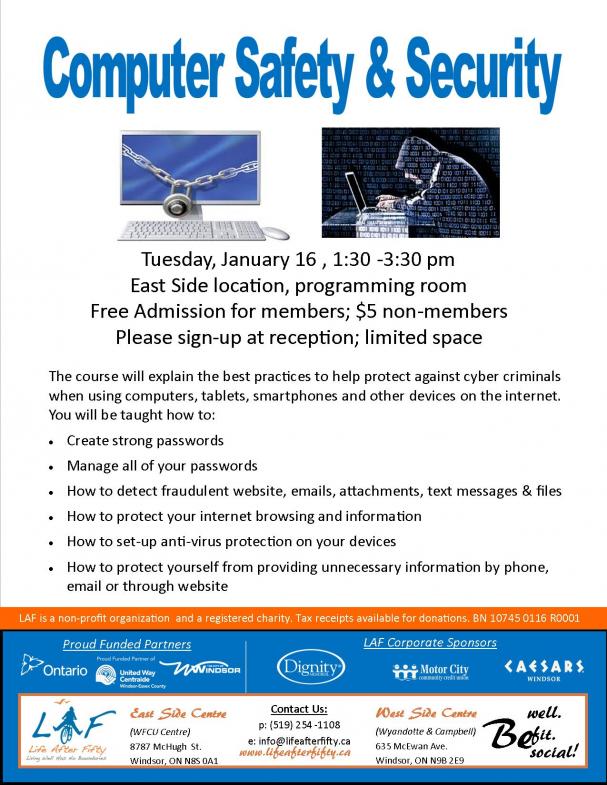 Workshop:  Computer Security  - East Side Centre